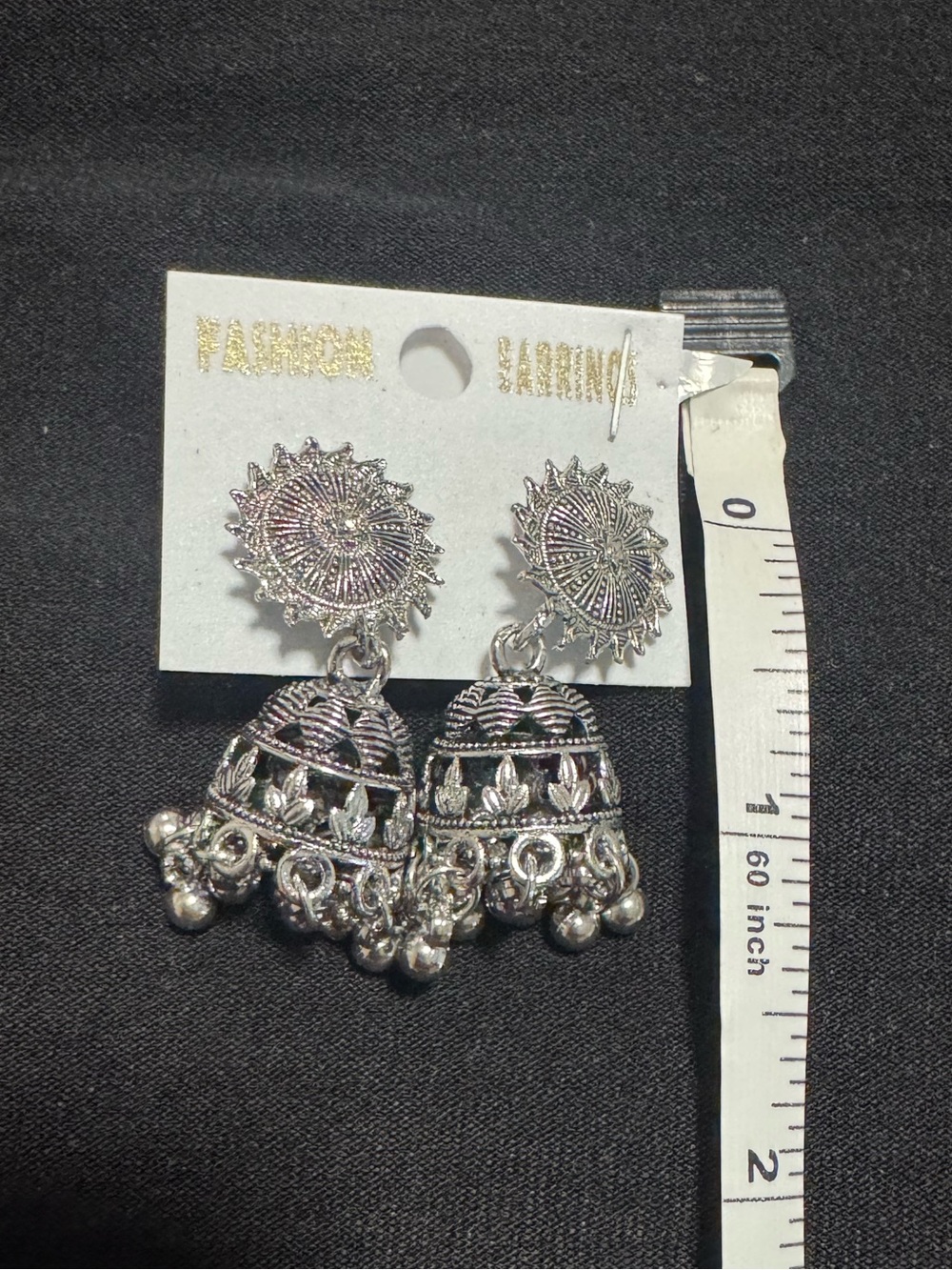 Silver Jhumka Drop Earrings -